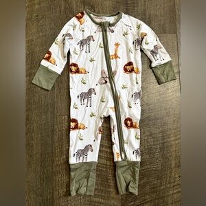 Zoo Animal Bamboo Zipper Sleepie 3-6m
